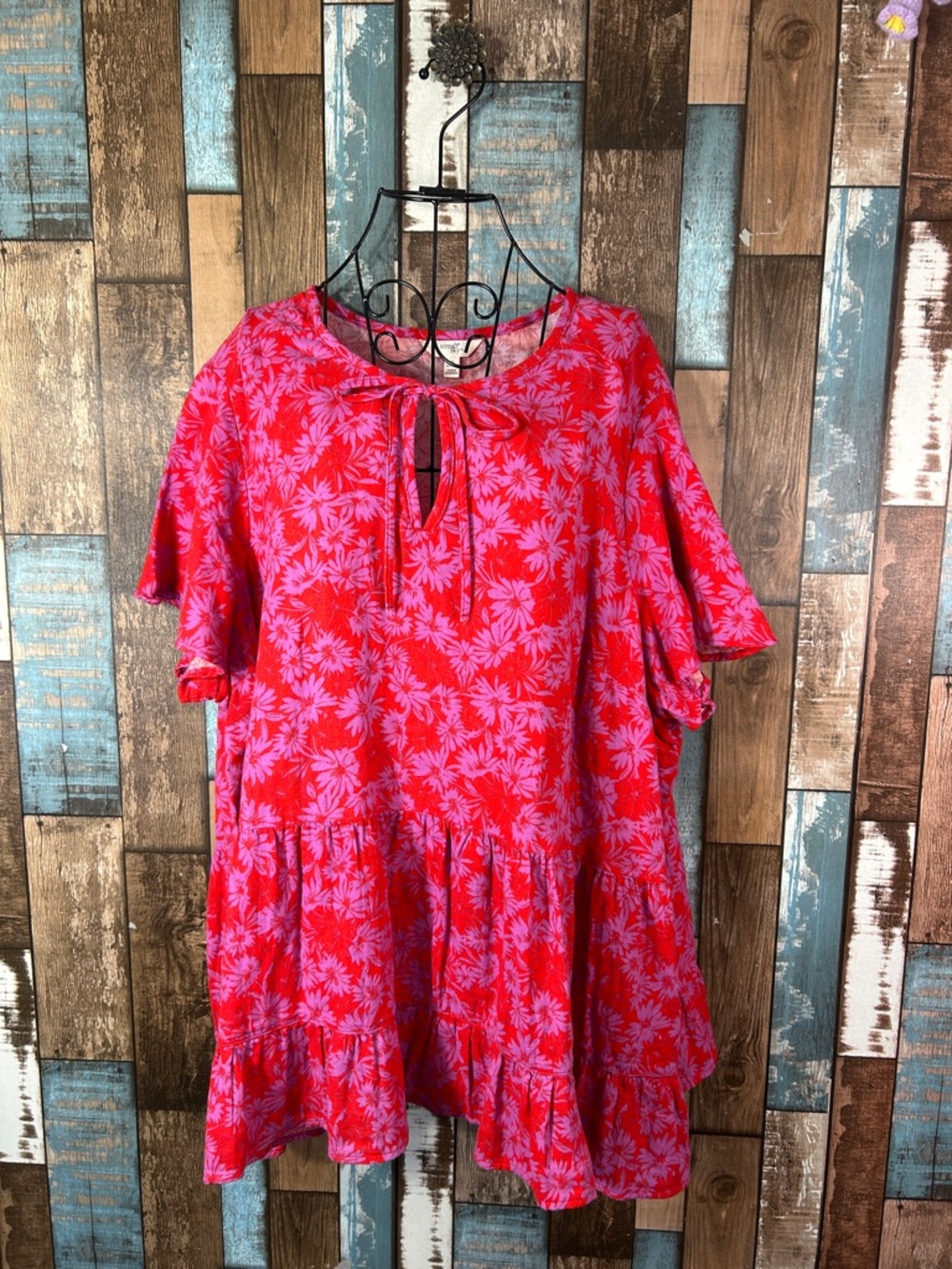 Terra & Sky Red top  with Pinki Floral Print